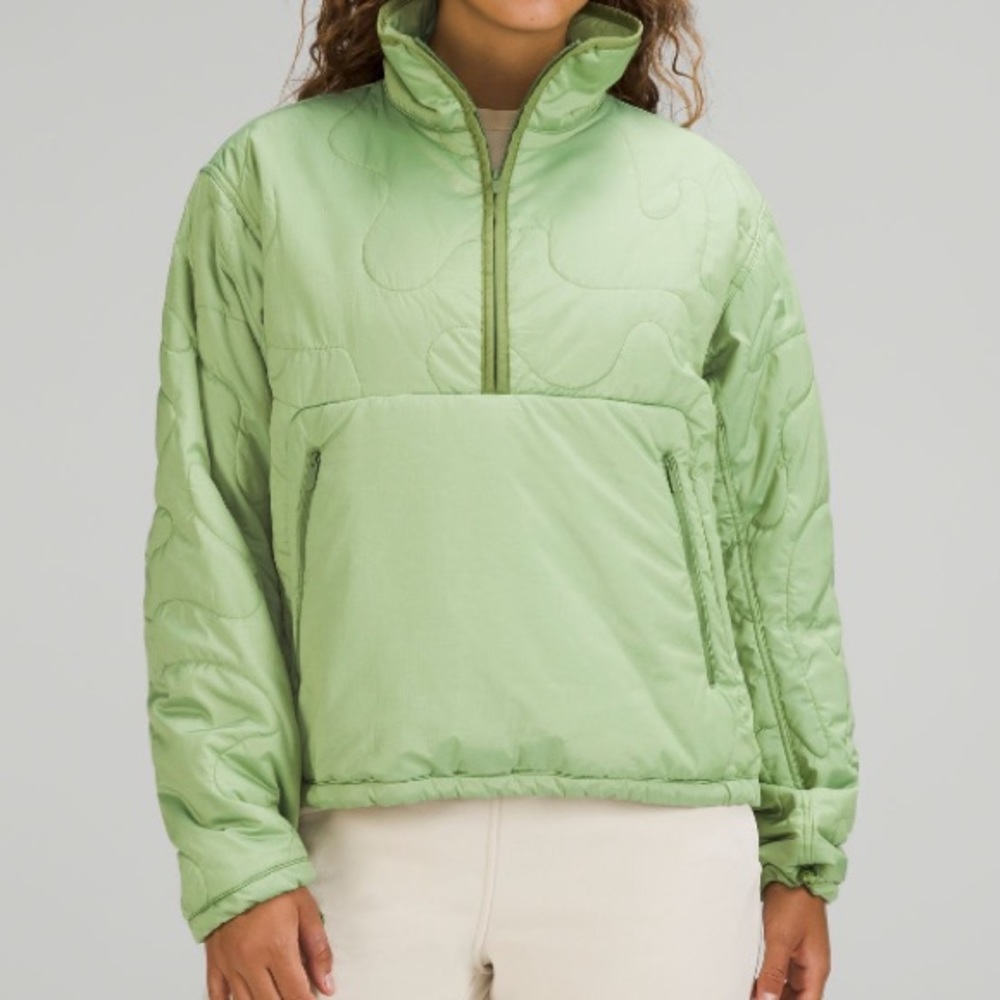 Lululemon Heathered green foliage quilted quarter zip